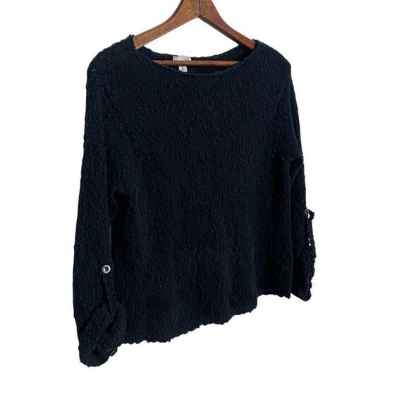 J. Jill Boat Neck Roll Tab Long Sleeve Knit Cotton Pullover Sweater Navy Sz XS - Picture 2 of 8
